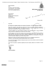 [Letter from Victoria Sandiford to Peter Redshaw regarding the request for cigarette analysis and customer information]