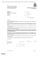 [Letter from Sharon Tapley to Nigel Espin regarding urgent request for cigarette analysis, witness statement and customer information]