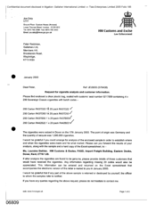 [Letter from Joe Daly to Peter Redshaw regarding request for cigarette analysis and customer information]