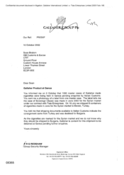 [Letter from PRG Redshaw to Sean Brabon regarding Gallaher product at Genoa]