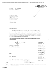 [Letter from Garry Lawtinson to Gordon Pepper regarding witness statement and a hard copy of the excel spreadsheet relating to seizure]