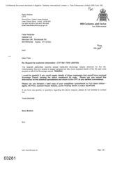 [Letter from Sean Brabon to Peter Redshaw regarding request for customer information]