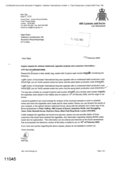 [Letter from Ken Ojo to Nigel Espin regarding urgent request for witness statement, cigarette analysis and customer information]