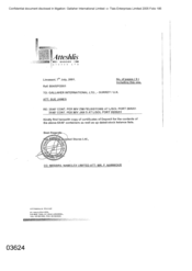 [Letter from Atteshlis Bonded Store Ltd to Gallaher International Limited regarding Certificate of Deposit]