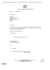 [Letter from PRG Redshaw to K Park regarding to a witness statement and excel spreadsheets relating to this seizure]