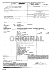 [Shipment from Gallaher International to Bacco Ltd regarding Bill of Lading]