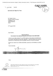 [Letter from Garry Lawnnson to Ruben Ferrer regarding Valencia Seizure Dorchester International]