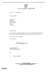 [Letter from PRG Redshaw to Ewan Baker regarding enclosed copy of spreadsheet relating to CTIT ref VS129 of 29 July 2002]