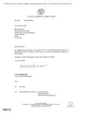 [Letter from PRG Redshaw to Jane Gore regarding enclose of the hard copy of the spreadsheet relating to seizure]