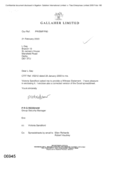 [Letter from PRG Redshaw to L Gay regarding a Witness Statement]