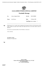 Gallaher International Limited[Memo from Alex Bonsey to Alison, Galgorm Manor regarding booking of rooms and meal]