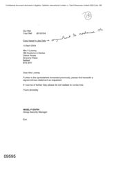 [Letter from Nigel P Epsin to V Lowrey regarding a signed witness statement with the spreadsheet forwaded as requested]