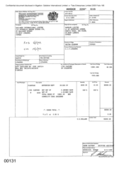 [Invoice from Gallaher International Limited to Namelex Limited regarding 1700 cartons of Sovereign cigarettes]