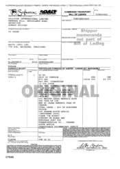 [Combined transport bill of lading by Safmarine for cartons of cigarettes and cartons of advertising material shipped by Gallaher International Limited to Bacco PTY Ltd]