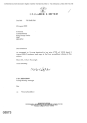 Gallaher Limited[Letter from PRG Redshaw to S Bullock regarding enclosed hard copy of excel spreadsheet relating to the seizure]