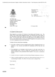 [Letter from Mike Wells to Jeff Jeffrey regarding cigarette smuggling]