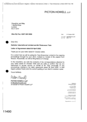 [Letter from Picton Howell LLP to Slaughter and May regarding Gallaher International Limited and Ptolemeos Tlais Letter of Agreement dated 30 April 2002]