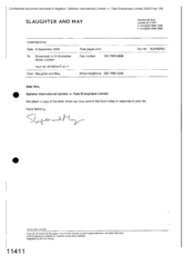 [Letter from Slaughter and May to Rosenblatt 9-13 st Andrew street regarding Gallaher International Limited v Tlais Enterprises Limited]