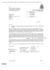 [Letter from Sharon Tapley to Peter Redshaw regarding request for cigarette analysis and customer information-CTIT ref st 115/03 Dicis 622595]