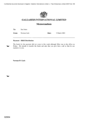 Gallaher International Limited[Memo from Norman Jack to Sue James regarding payment H&R Distribution]