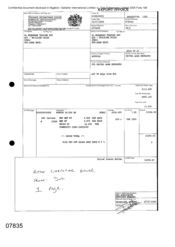 [Invoice from Sue Schiavetta to Christine Baver regarding the cost of shipment]