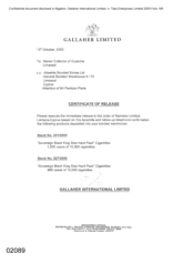 Gallaher Limited[Memo to Senior collector of customs Limassol regarding Certificate of release]