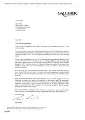 [Letter from Tom Keevil to Mike Wells regarding Tlais Enterprises Limited]