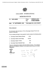 Gallaher Intentional Limited[Memo from Norman Jack to Sue James regarding shipment packing arrangement]