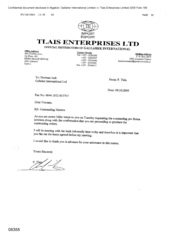 [Letter from P Talis to Norman Jack in regards to Outstanding Matters]