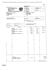 [Credit note from Namelex Holding Limited on behalf of Gallaher International Limited on Sovereign Classic, Dorchester Int L FF and Dorchester Int Light]