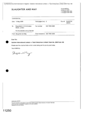 [Letter from Slaughter and May to Rosenblatt regarding Gallaher International Limited Tlais Enterprises Limited]