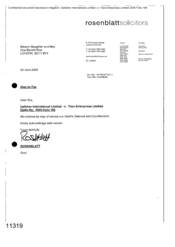 [Letter from Rosenblatt to Messrs Slaughter & May Regarding Gallaher International v TlaisEnterprises Limited]