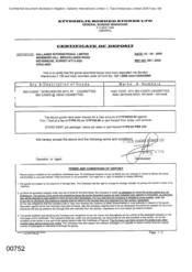 [Certificate of Deposit from Gallaher International Limited to Atteshlis Bonded Stores Ltd on Dorchester Intl FF]