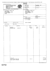 [Invoice from Gallaher International Limited to JJ Spirits & Tobacco Co for Sovereign]