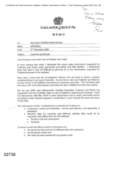 Gallaher Group Plc[Memo from Jeff Jeffery to Sue Jones regarding export sales information on 20001221]