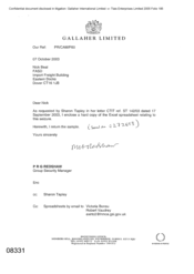 [Letter from PRG Redshaw to Neak Bill regarding excel spreadsheet relating to the seizure]