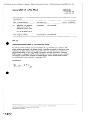 [A Letter from Slaughter and May to Rosenblatt Regarding Gallaher International Limited -v- Tlais Enterprises Limited]