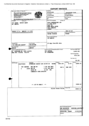 [Invoice from Gallaher International Limited to Tlais Enterprises Ltd regarding 800 Cartons of Sovereign Classic Lts Cigarettes]