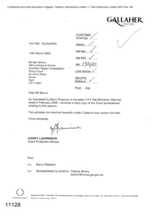 [Letter from Garry Lawrinson to Ben Munro following Barry Peterson request]