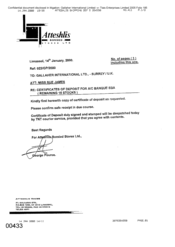 [Letter from George Pouros to Sue James regarding Certificate of deposit for A/C Banque SBA]