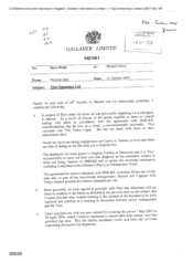 Gallaher Limited [Memo from Norman BS Jack to Steve Perks regarding Tlais Enterprises Ltd on 20031031]