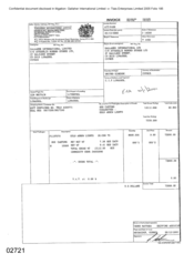 [Invoice from Atteshlis Bonded Stores Ltd on behalf of Gallaher International Limited regarding Gold Arrow Lights Cigarettes]