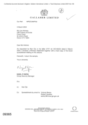 Gallaher Limited[Letter from Nigel P Espin to Lisa Holmes regarding witness statement and excel spreadsheet relating to cigarette seizure]