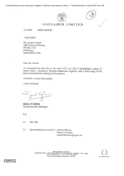 [Letter from Nigel P Espin toJoseph Sands regarding the excel spreadsheet relating to seizure]