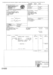 [Invoice from Atteshlis Bonded Stores Ltd on behalf of Gallaher International Limited regarding Sovereign Classic]