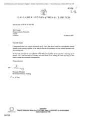 Gallaher International Limited[Letter from Norman BS Jack to J Yassin regarding prospects for mutual business over the coming year]