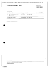 [Letter from Slaughter and May to Rosenblatt regarding disatribution agreement between Gallaher International limited and Tlais Enterprices Limited]