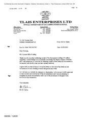 [Letter from M Clarke to Norman Jack regarding the current bill of lading]