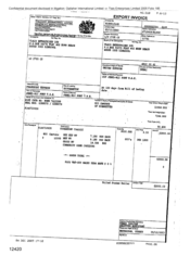 [Invoice from Gallaher International Limited to Tlais Enterprises Ltd for Sovereign Classic cigarettes]