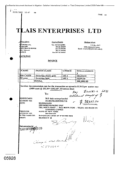 [An Invoice from Tlais Enterprises Limited regarding sovereign classic gold and sovereign light]